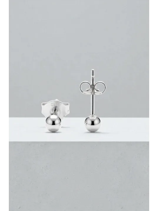 Kadın Gümüş Küpe - 3 mm 925 Ayar Gümüş Top Küpe