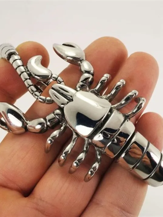 Akrep Figürlü Erkek Çelik Bileklik Özel Tasarım Lüks Model