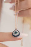 Zirkon Ve Turkuaz Taşlı Damla Model Nazar Boncuğu Gümüş Kolye Zirkon Ve Turkuaz Taşlı Damla Model Nazar Boncuğu Gümüş Kolye