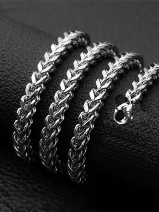 Erkek Çelik Kolye Kare Model 5mm Kalın Model Paslanmaz Çelik Kolye