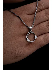 Yeni Model Vatan Yazılı Ay Yıldız Türk Bayrağı Erkek Gümüş Kolye Zincir