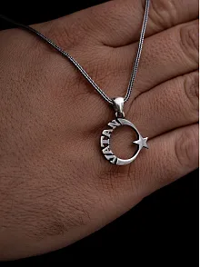 Yeni Model Vatan Yazılı Ay Yıldız Türk Bayrağı Erkek Gümüş Kolye Zincir