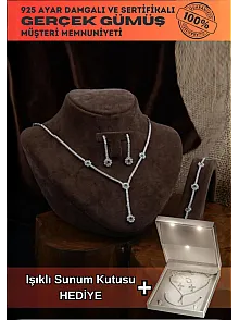 Ahenk Bayan Zümrüt Taşlı Gümüş Su Yolu Set - Kolye, Bileklik, Küpe, Yüzük