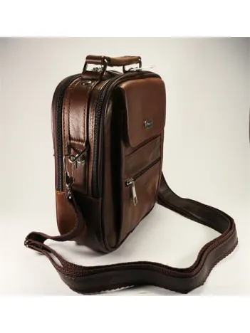 Güderi Marka Taba Renk Hakiki Deri Erkek Deri Çanta Çelik Kasalı Orta Boy