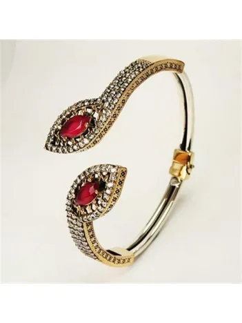 Yakut Taşlı Bayan Gümüş Bilezik Bileklik