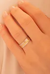 Erkek Gümüş Yüzük - 925 Ayar Sarı Ve Beyaz Model Gümüş Alyans Yüzük
