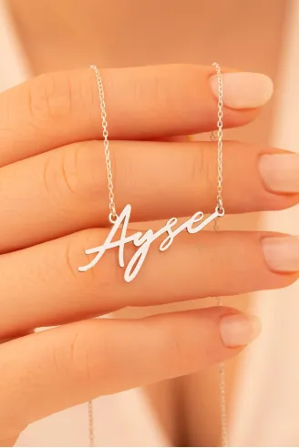 Kadın Gümüş Kolye - Ayşe Yazılı 925 Ayar Gümüş Kadın Kolye