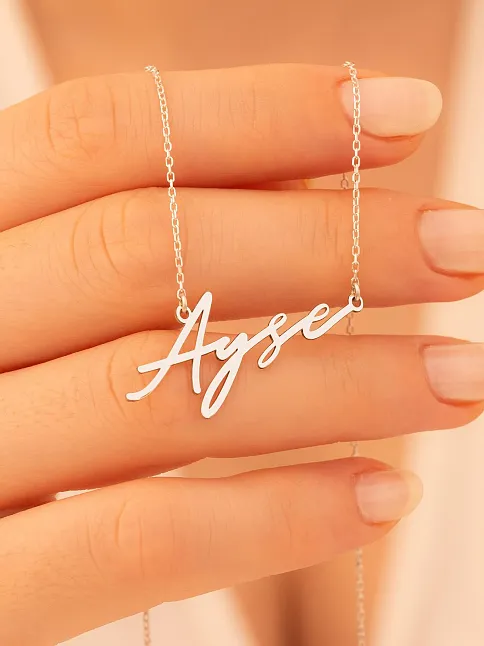 Kadın Gümüş Kolye - Ayşe Yazılı 925 Ayar Gümüş Kadın Kolye