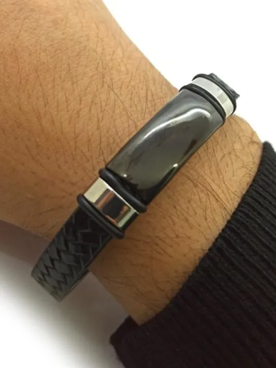 İsim Yazılabilen Siyah Örme Deri Erkek Bileklik Kalın Model CBLSYDERIBK-SYH İsim Yazılabilen Siyah Örme Deri Erkek Bileklik Kalın Model CBLSYDERIBK-SYH