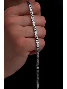 Erkek Gümüş Bileklik - 4.5mm Dikdörtgen Kesim Yassı Kral Gümüş Bileklik