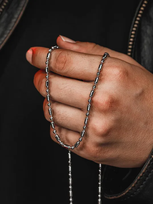 İnce Model Bambu Paslanmaz Çelik Erkek Bayan Kolye Zincir