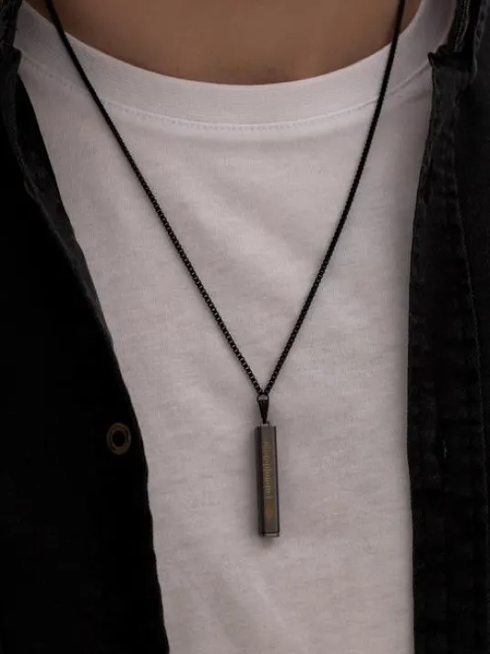 Erkek Çelik Kolye - Açılabilir Spotify Çelik Bar Çelik Kolye