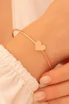 Kadın Gümüş Bileklik - El Yapımı Rose Kaplama Gümüş Kalp Motifli Kadın Bileklik Kelepçe