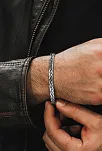 Erkek Gümüş Bileklik - El Yapımı Finn Model Erkek Bileklik Kelepçe Her Bileğe Uyar
