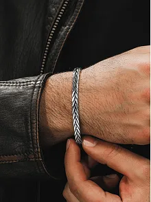 Erkek Gümüş Bileklik - El Yapımı Finn Model Erkek Bileklik Kelepçe Her Bileğe Uyar