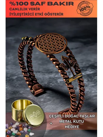 Kadın Bakır Bileklik - Lotus Yaşam Çiçeği  Kadın Bileklik Bilezik