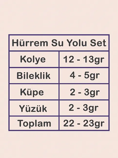 Hürrem Su Yolu Gümüş Bayan Set - Kolye, Bileklik, Küpe, Yüzük