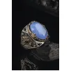 Paraiba Taşlı Yanları Zirkon Taş Süslü 925 Ayar Gümüş Erkek Yüzük GYZAQUAMRIN-MAV Paraiba Taşlı Yanları Zirkon Taş Süslü 925 Ayar Gümüş Erkek Yüzük GYZAQUAMRIN-MAV