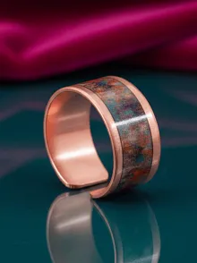 Kadın Bakır Yüzük - World Model Özel Baskı Metal Kutu Ve Kuvars Taşı