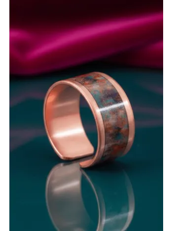 Kadın Bakır Yüzük - World Model Özel Baskı Metal Kutu Ve Kuvars Taşı