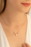 Kadın Gümüş Kolye - Zirkon Taşlı Geyik Kafası Motifli Rose Altın Kaplama Gümüş Kolye