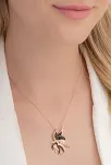 Zümrüdü Anka Kuşu Simurg Bayan Gümüş Kolye Büyük Boy Rose Model