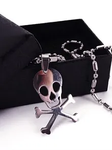 Kurukafa Kemik Korsan Modeli Paslanmaz Çelik Erkek Kolye Zincir