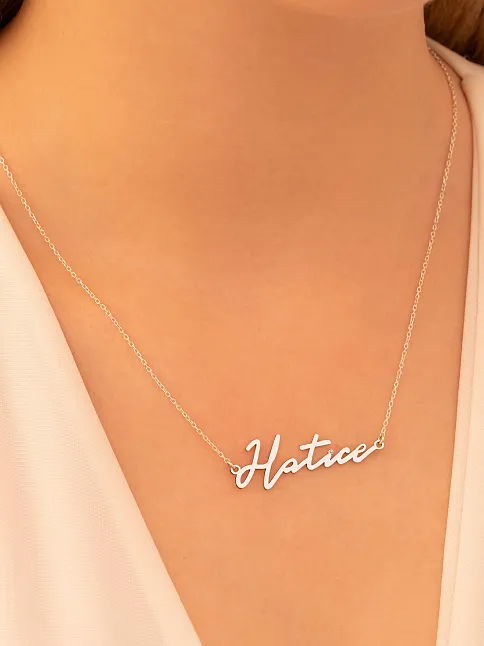Kadın Gümüş Kolye - Hatice Yazılı 925 Ayar Gümüş Kadın Kolye