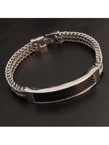 Ottaman Karbon Detaylı Paslanmaz Çelik Erkek Bileklik