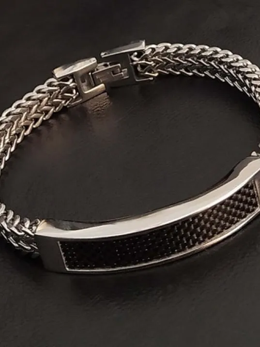 Ottaman Karbon Detaylı Paslanmaz Çelik Erkek Bileklik Ottaman Karbon Detaylı Paslanmaz Çelik Erkek Bileklik