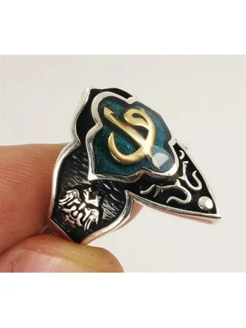 Vav Elif Gümüş Erkek Zihgir Başparmak Yüzük