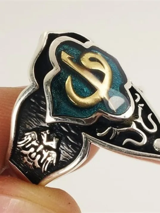 Vav Elif Gümüş Erkek Zihgir Başparmak Yüzük