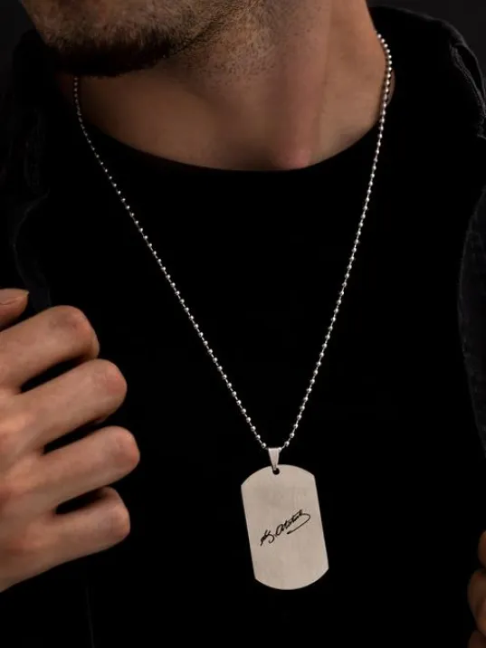 Erkek Kolye-Çelik Atatürk İmzalı Asker Künyesi