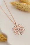 Kadın Gümüş Kolye - Kadın Rose Renk Baget Taşlı Kar Tanesi Gümüş Kolye Kadın Gümüş Kolye - Kadın Rose Renk Baget Taşlı Kar Tanesi Gümüş Kolye