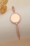 Kadın Gümüş Bileklik - Rose Kaplama İsim Yazılabilir Yuvarlak Plaka Asansörlü Kadın Bileklik Kadın Gümüş Bileklik - Rose Kaplama İsim Yazılabilir Yuvarlak Plaka Asansörlü Kadın Bileklik
