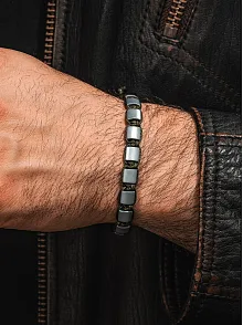 Erkek Kadın Doğal Taş Bileklik - Hematit Doğal Taşlı Sarı Makrome Model Unisex Bileklik