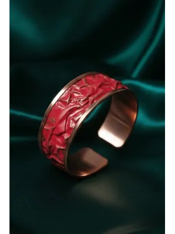 Kadın Bakır Bileklik - Kırmızı Tutkunun Rengi Kalın Model Bakır Kadın Bileklik