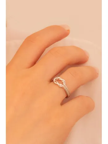Kadın Gümüş Yüzük - El İşçiliği Gümüş Aşk Düğümü Kadın Yüzük
