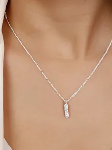Kadın Gümüş Kolye - I Harfi Zirkon Taşlı Balon Harf Kadın Kolye