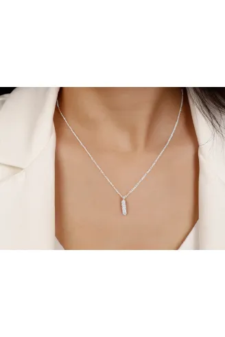 Kadın Gümüş Kolye - I Harfi Zirkon Taşlı Balon Harf Kadın Kolye