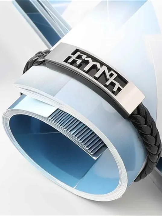 Türk Yazılı Deri Kauçuk Çelik Erkek Bileklik