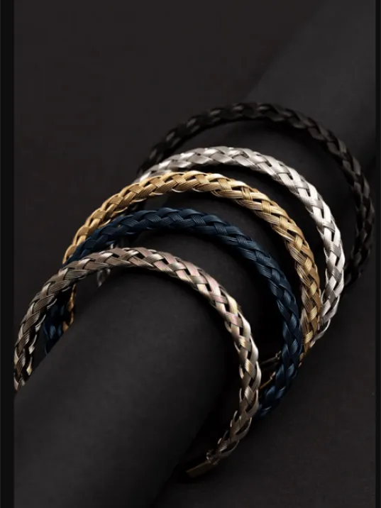 Modern Örgü Tasarım Erkek Çelik Bileklik