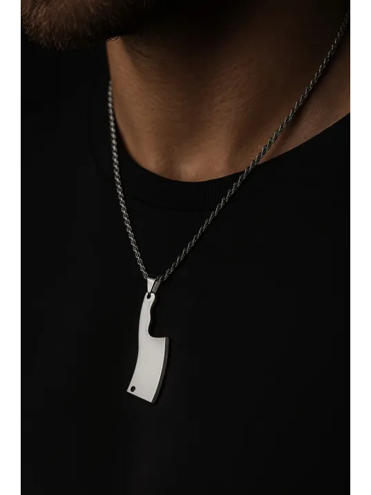 Erkek Çelik Kolye - Satır Motifli Burma Zincir Model Erkek Kolye