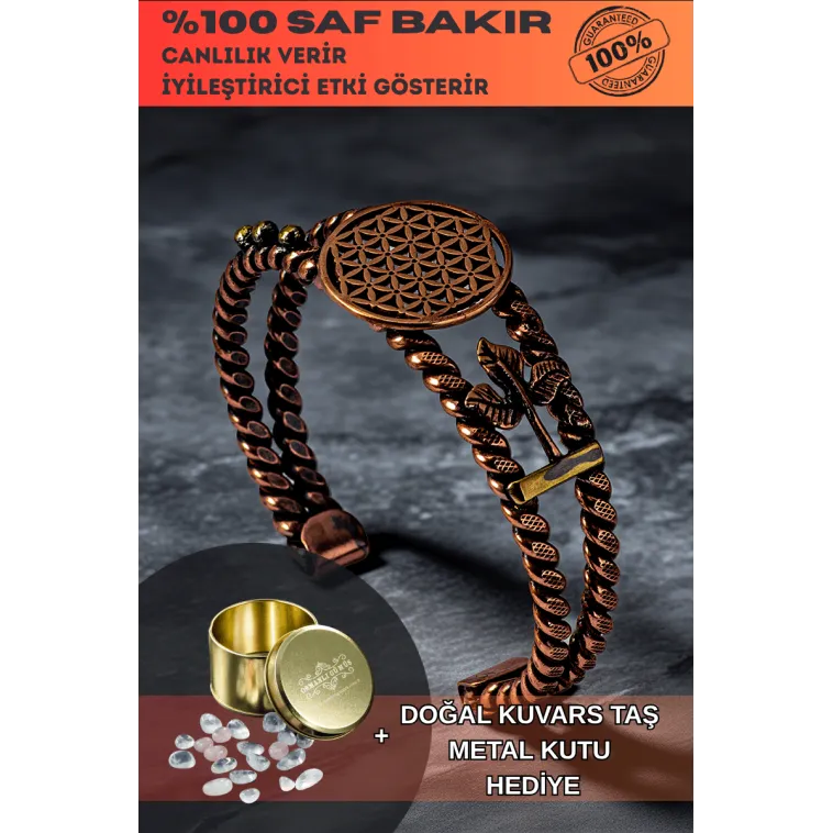 Kadın Bakır Bileklik - Lotus Yaşam Çiçeği  Kadın Bileklik Bilezik