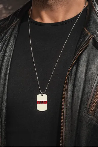 Urban Creed OBEY Yazılı Çelik Erkek Kolye Parlak Top Zincir