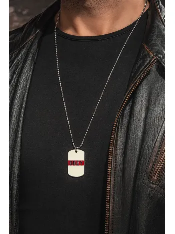 Urban Creed OBEY Yazılı Çelik Erkek Kolye Parlak Top Zincir
