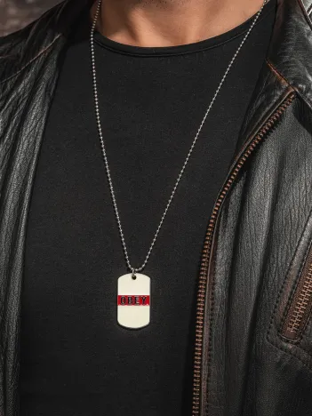 Urban Creed OBEY Yazılı Çelik Erkek Kolye Parlak Top Zincir