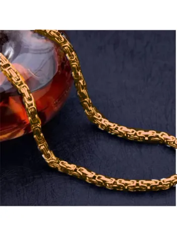 Erkek Çelik Kolye  - Rose Altın Kaplama Kral Zincir Model Erkek Kolye