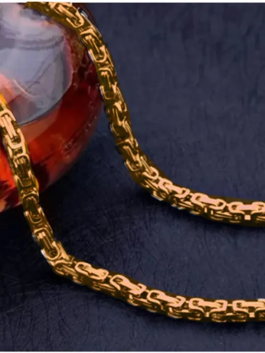 Erkek Çelik Kolye  - Rose Altın Kaplama Kral Zincir Model Erkek Kolye