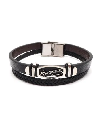 Atatürk İmzalı Erkek Çelik Deri Bileklik Beyaz Model